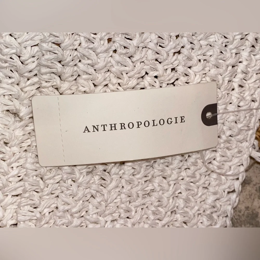 NWT Anthropologie Raffia Shell Summer Vacation Beach Icon Tote Bag and Bag Charm - Picture 12 of 15